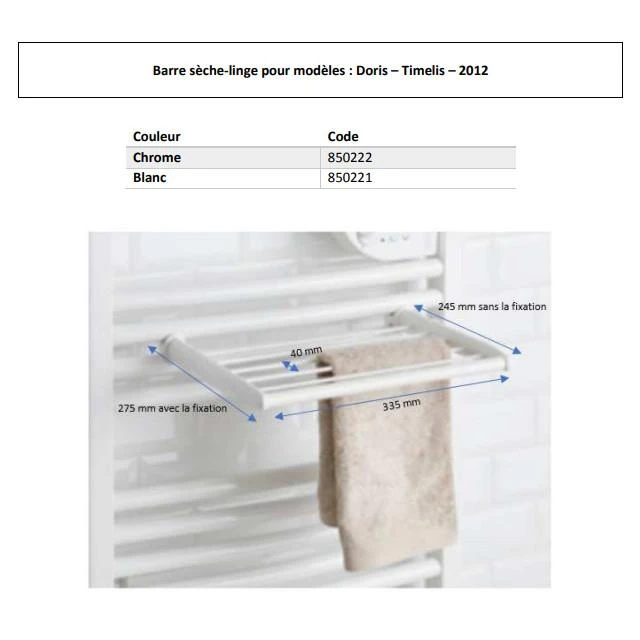 Sèche Serviettes ATLANTIC - Doris Digital - Mixte Ventilo - (avec 2 Patères) 6 Sèche Serviettes ATLANTIC - Doris Digital - Mixte Ventilo - (avec 2 Patères) – Image 4